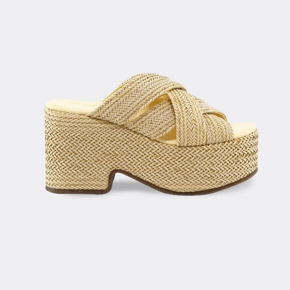 themoire Shoes - THEMOIRè - ADILIA MICRO WEAVED CANARY Sandals